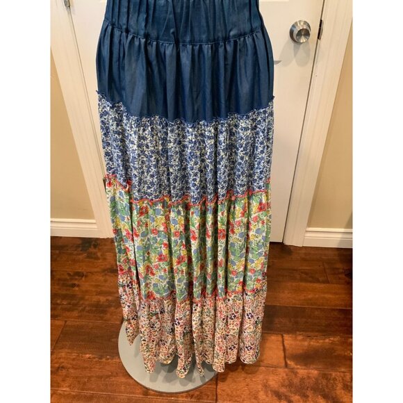 Loretta Caponi Multicolor Floral Tiered Ruffle Maxi Skirt, Size XS - Picture 2 of 7